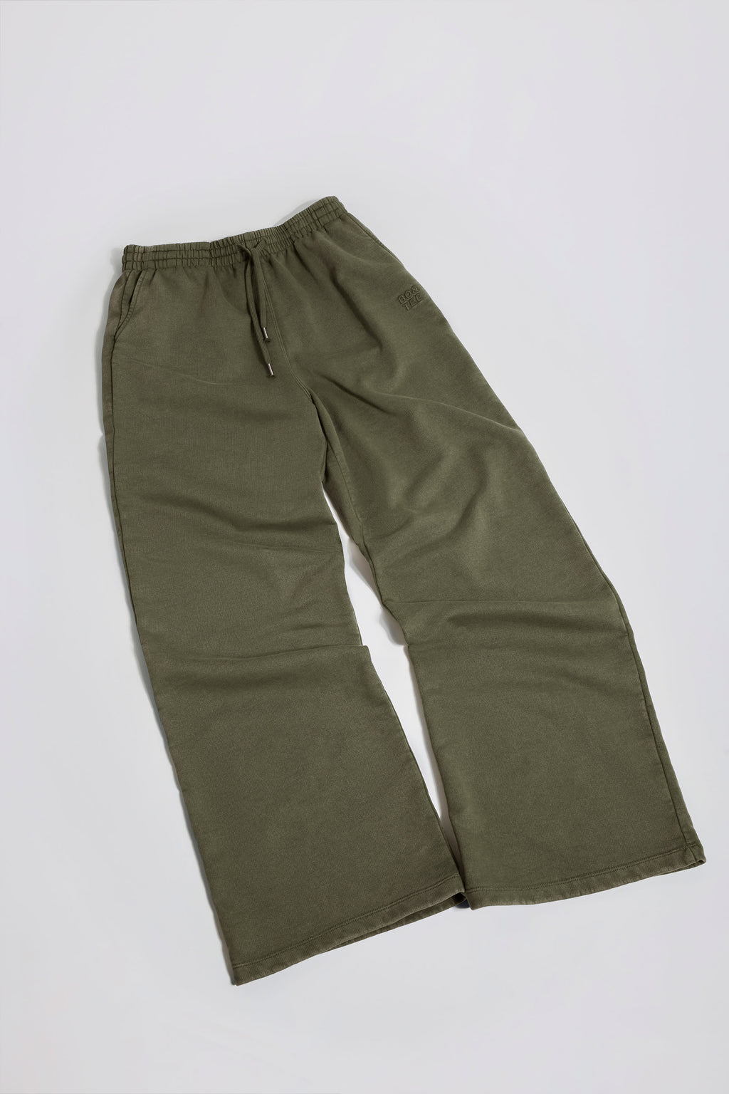 Acid Wash Wide-Leg Joggers in Light Green